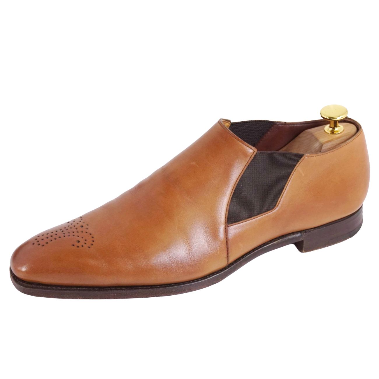 Rakuten - 【美品】クロケット&ジョーンズ Crockett&Jones レザーシューズ ELVASTON サイドゴア ビジネスシューズ 革靴 メンズ イングランド製 7.5D(26cm相当) ブラウン【中古】