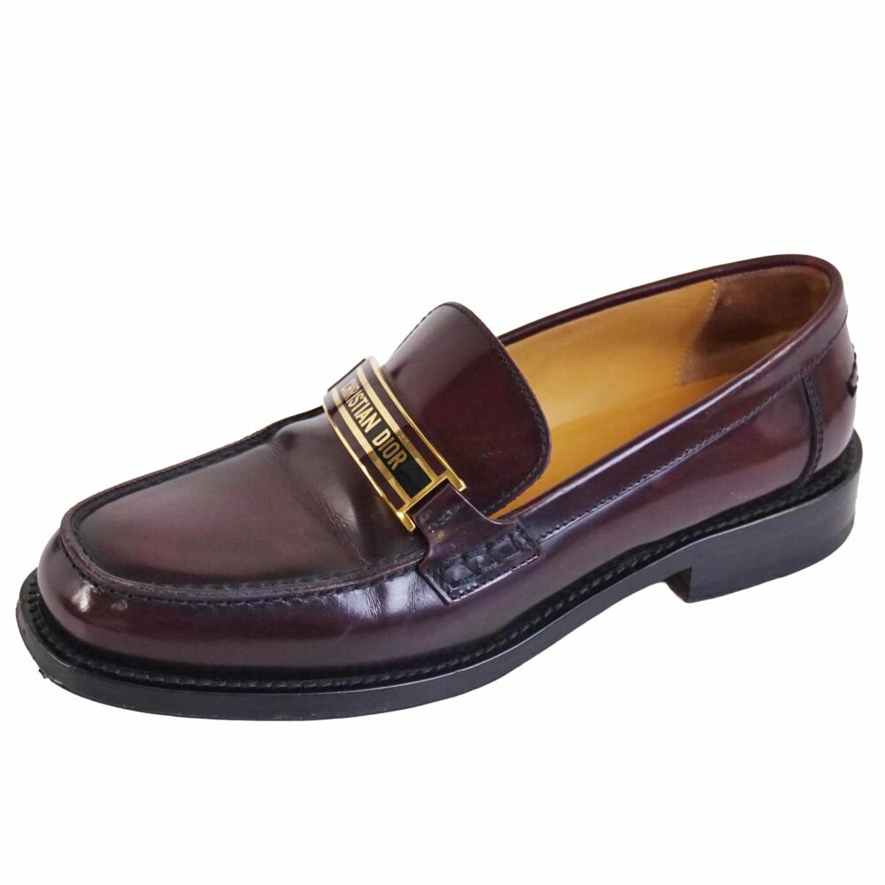 樂天商城 - 【美品】クリスチャンディオール Christian Dior ローファー モカシン ロゴ金具 レザー シューズ 靴 レディース イタリア製 37.5(24.5cm相当) ブラウン【中古】