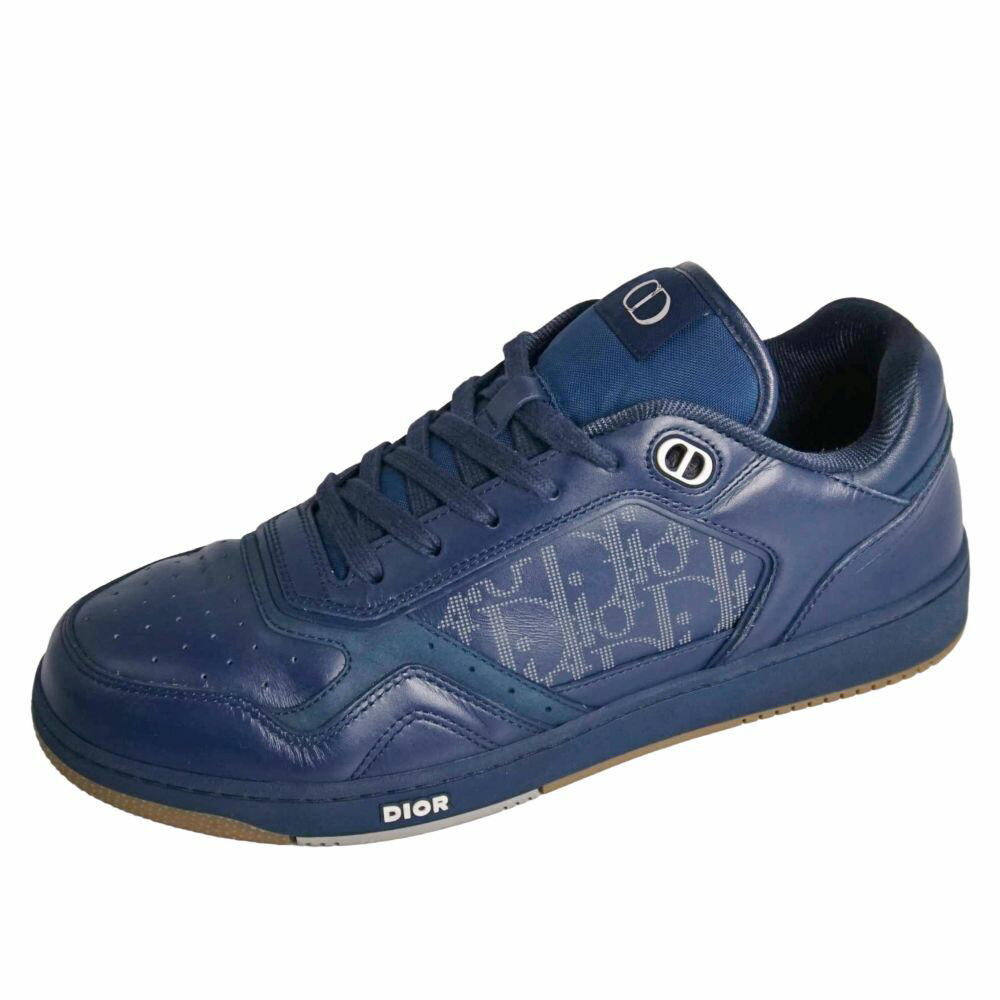 Rakuten - 【美品】ディオールオム DIOR HOMME スニーカー B27 アップタウン ローカット オブリーク トロッター レザー シューズ 靴 メンズ イタリア製 43(28cm相当) ネイビー【中古】