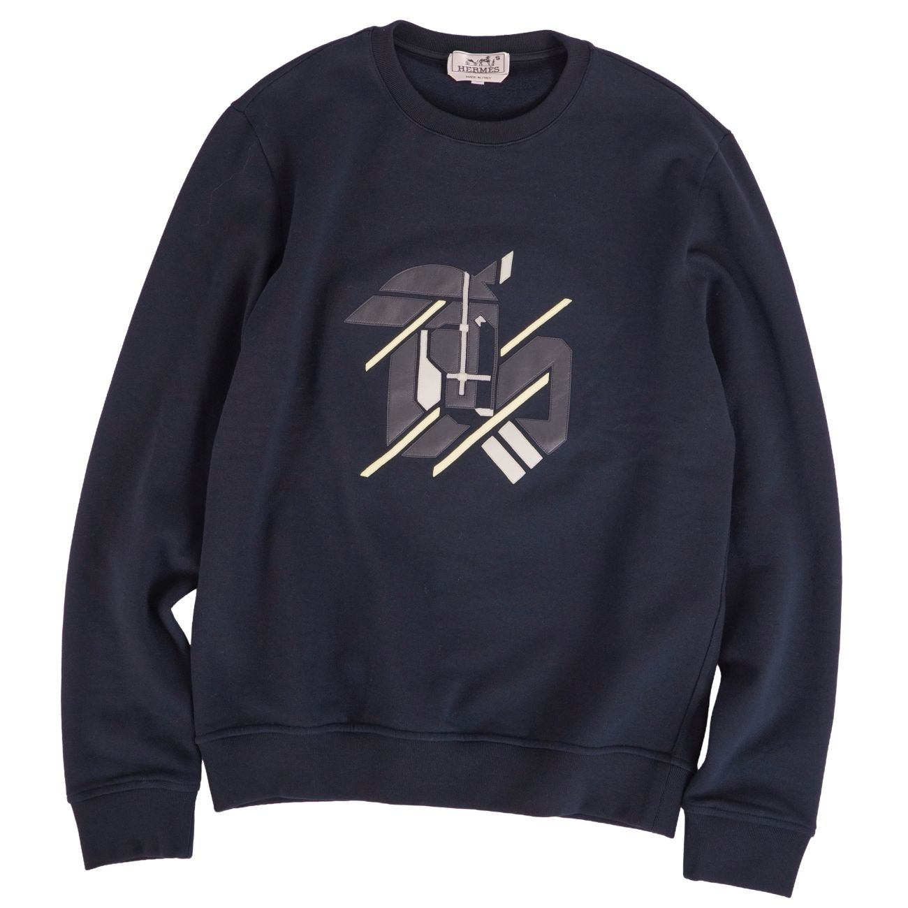 Rakuten - 【美品】エルメス HERMES スウェット 23SS トレーナー スウェット コットン ラムレザー トップス メンズ イタリア製 XS ネイビー【中古】
