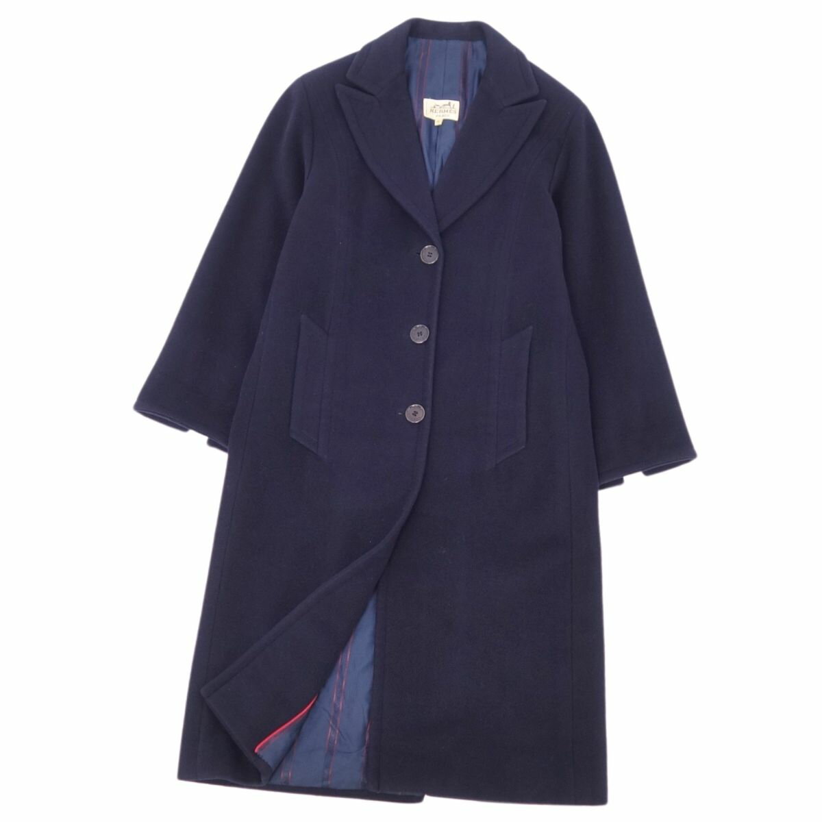 【美品】Vintage エルメス HERMES コート ロングコート チェスターコート カシミヤ ウール アウター レディース 38(M相当) ネイビー【中古】のサムネイル