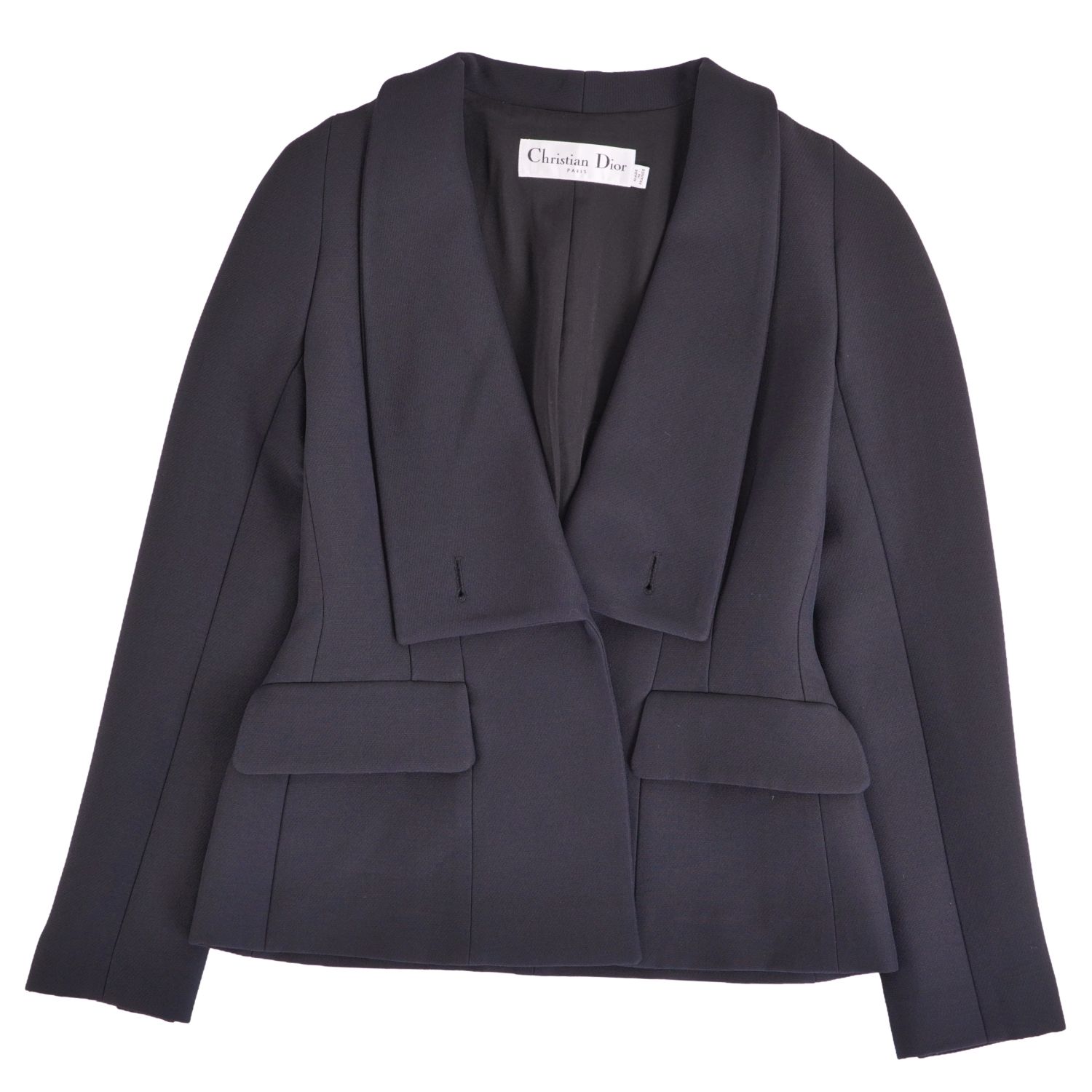 Rakuten - クリスチャンディオール Christian Dior ジャケット バージャケット ウール シルク 無地 アウター レディース F36 USA4 I40(S相当) ブラック【中古】