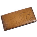 【美品】ベルルッティ Berluti 財布 長財布 ロングウォレット カリグラフィ スクリット レザー メンズ イタリア製 ブラウン【中古】