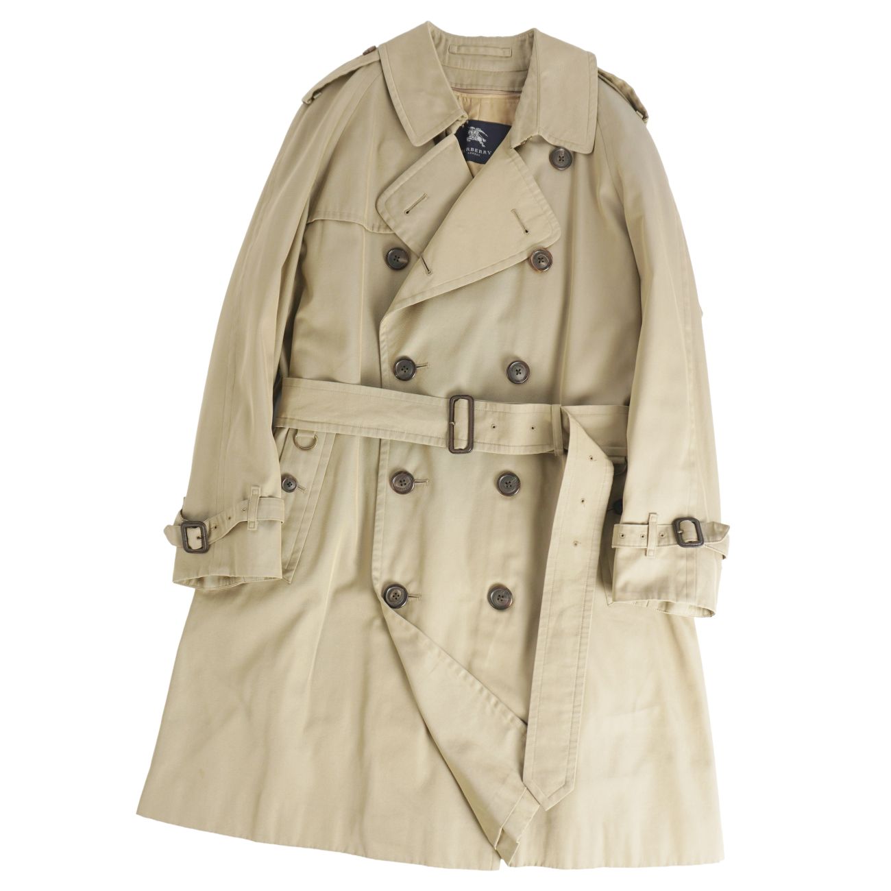 【美品】バーバリー ロンドン BURBERRY LONDON コート ライナー付き トレンチコート コットン100% アウター メンズ M カーキベージュ【中古】