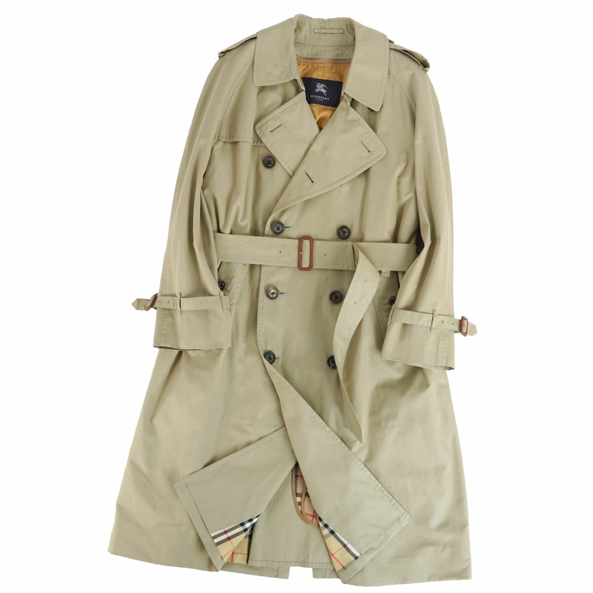 【美品】バーバリー ロンドン BURBERRY LONDON コート ライナー付き トレンチコート コットン100％ アウター メンズ 94-175-6(L相当) カーキベージュ【中古】