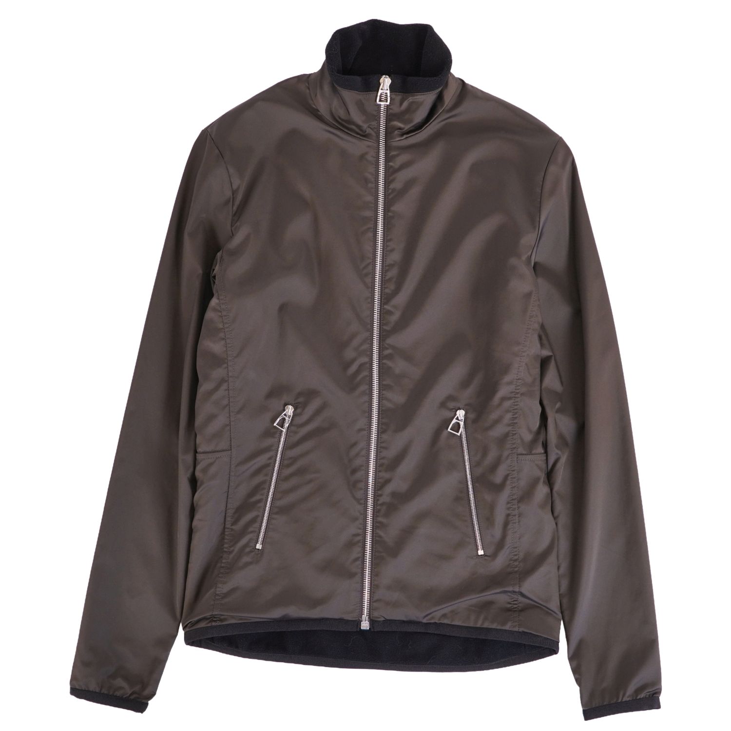 Rakuten - 【美品】エルメス HERMES ジャケット ブルゾン 裏フリース ジップアップ ナイロン 無地 アウター レディース XS カーキグリーン【中古】