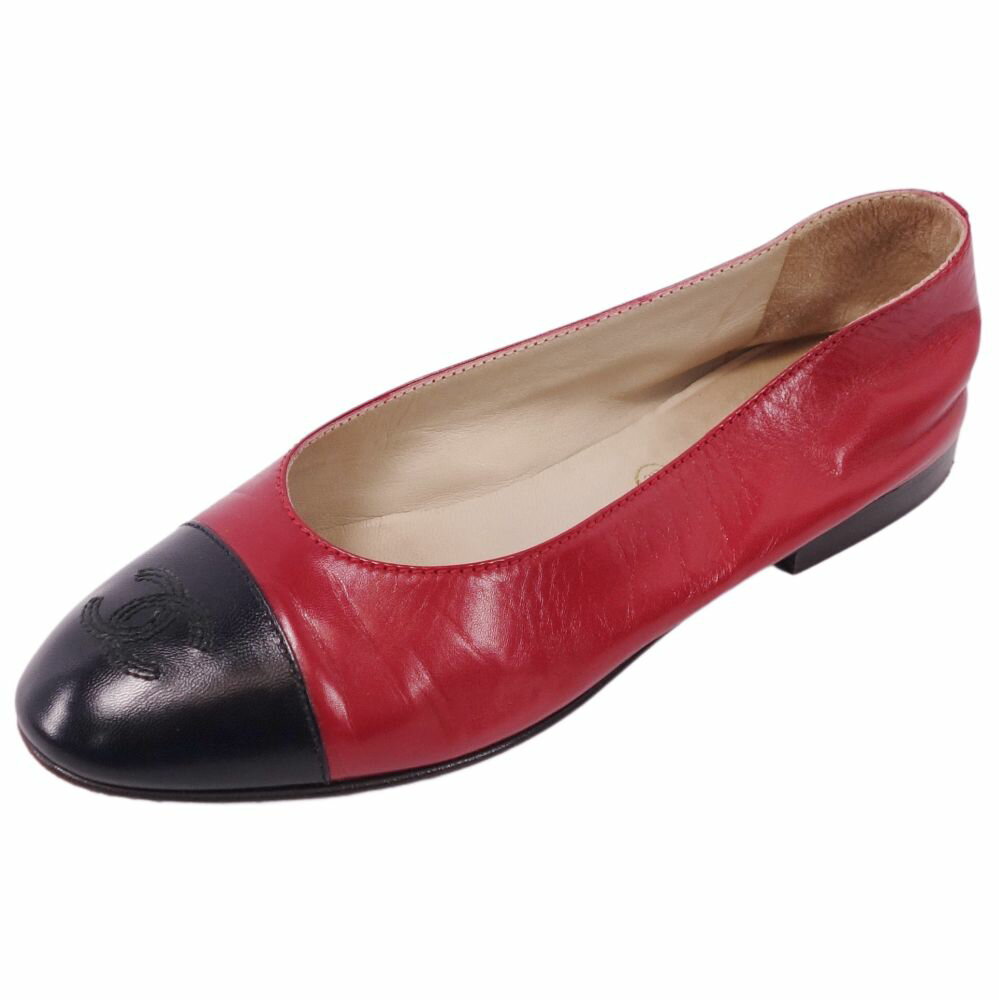 CHANEL シャネル バイカラーリボンストラップパンプス ココマーク D21