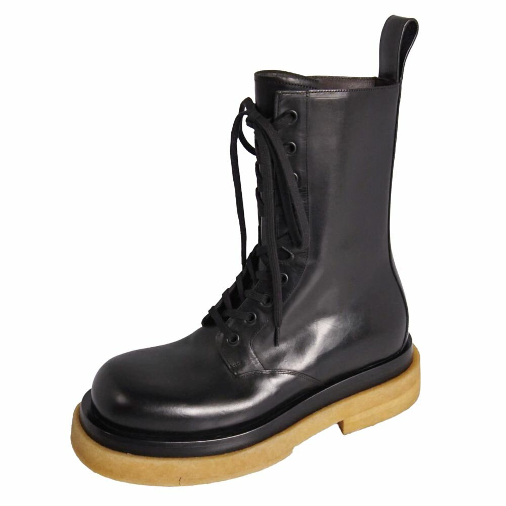 Rakuten - 【新古品】ボッテガヴェネタ BOTTEGA VENETA ブーツ MILITARY CALF ミリタリー カーフ レザー シューズ 靴 メンズ イタリア製 40.5(25.5cm相当) ブラック【中古】