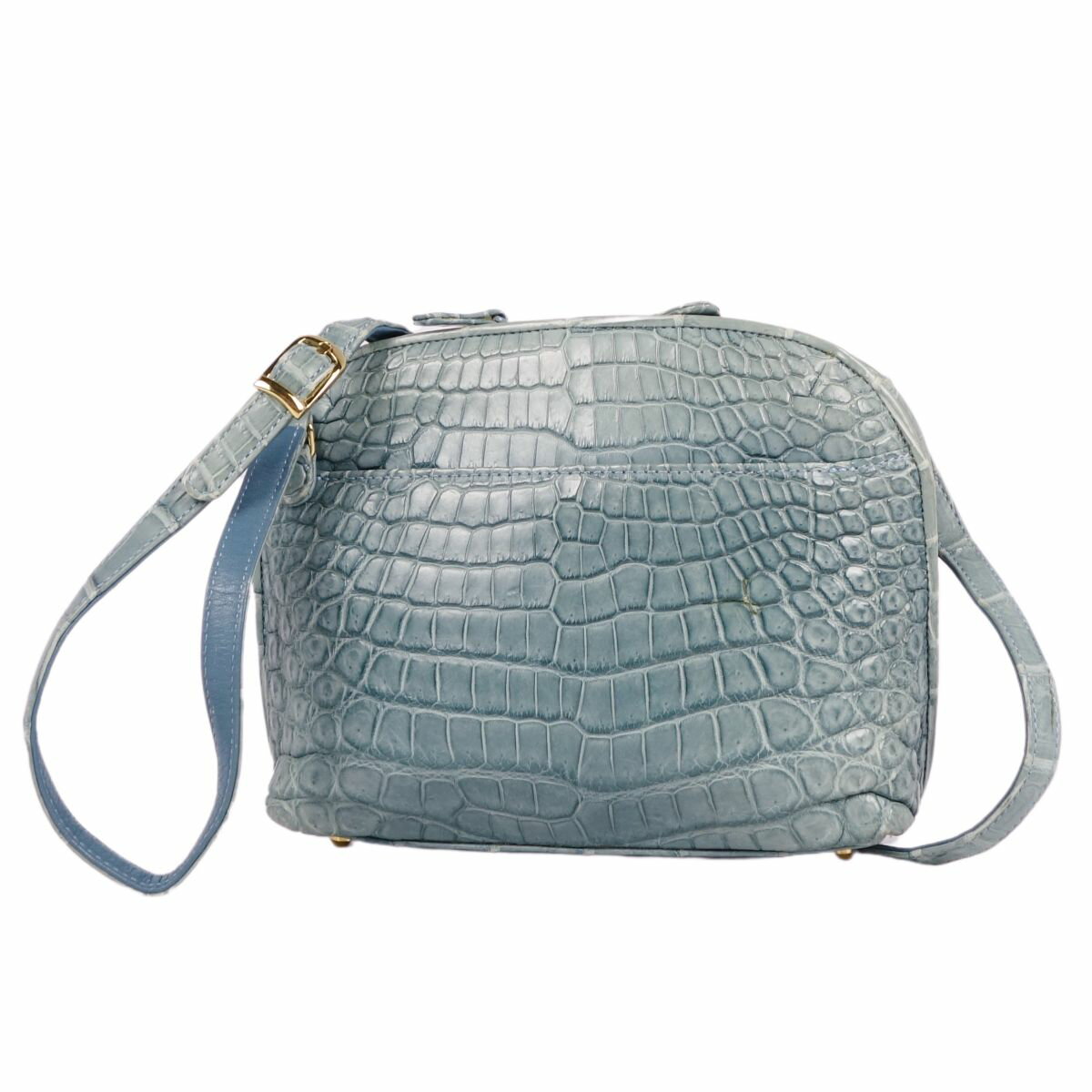 クロコダイル CROCODILE バッグ ショルダーバッグ JRA クロコダイル マットクロコ ワニ革 カバン 鞄 レディース ライトブルー【中古】