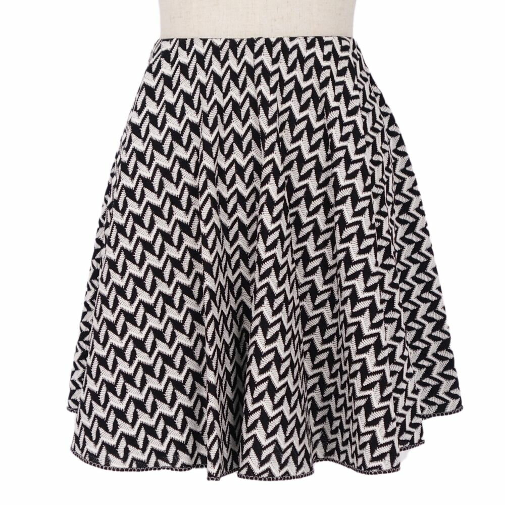 【美品】ミッソーニ MISSONI スカート 総柄 ジャージー ボトムス レディース イタリア製 L ブラック/ホワイト【中古】
