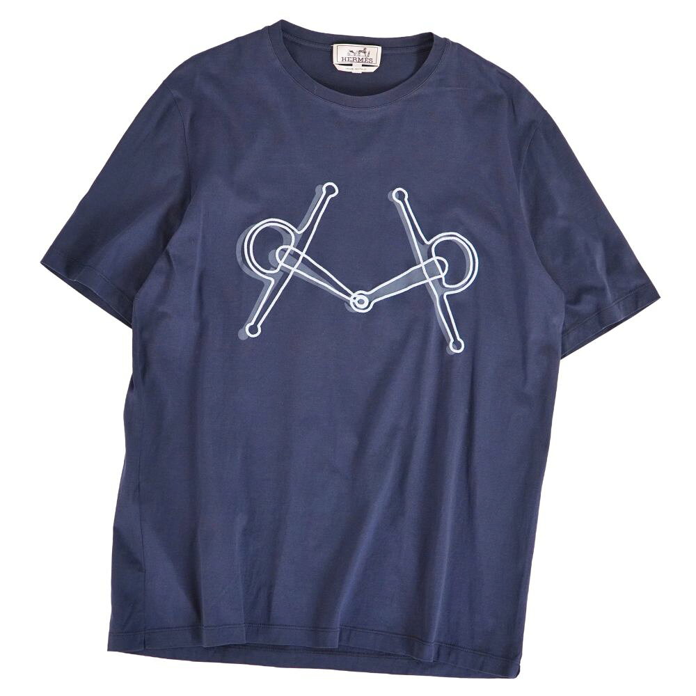 Rakuten - 【美品】エルメス HERMES Tシャツ 19SS カットソー ショートスリーブ 半袖 コットン トップス メンズ イタリア製 M ネイビー【中古】