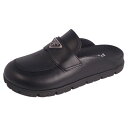 【極美品】プラダ PRADA サンダル トライアングル 三角ロゴプレート レザー シューズ 靴 レディース イタリア製 35(22cm相当) ブラック【中古】