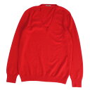 【美品】ボッテガヴェネタ BOTTEGA VENETA ニット セーター Vネック ロングスリーブ 長袖 無地 カシミヤ100% トップス レディース 38(S相当) レッド【中古】