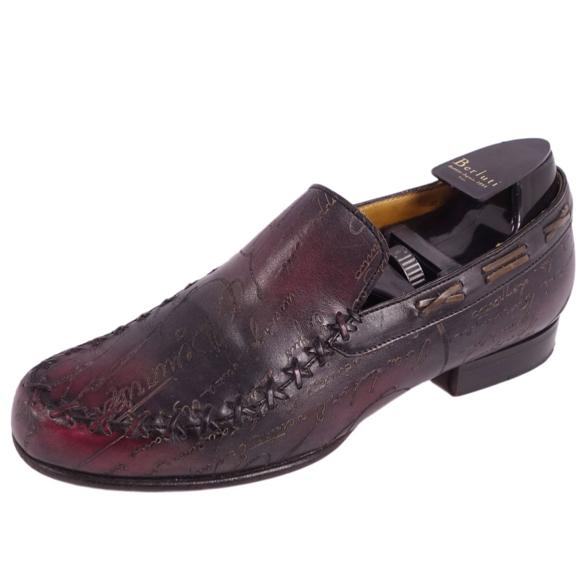 【美品】ベルルッティ Berluti ローファー スリッポン Federico フェデリコ カリグラフィ ヴェネチアレザー シューズ メンズ 5.5(24cm相当) ダークブラウン【中古】