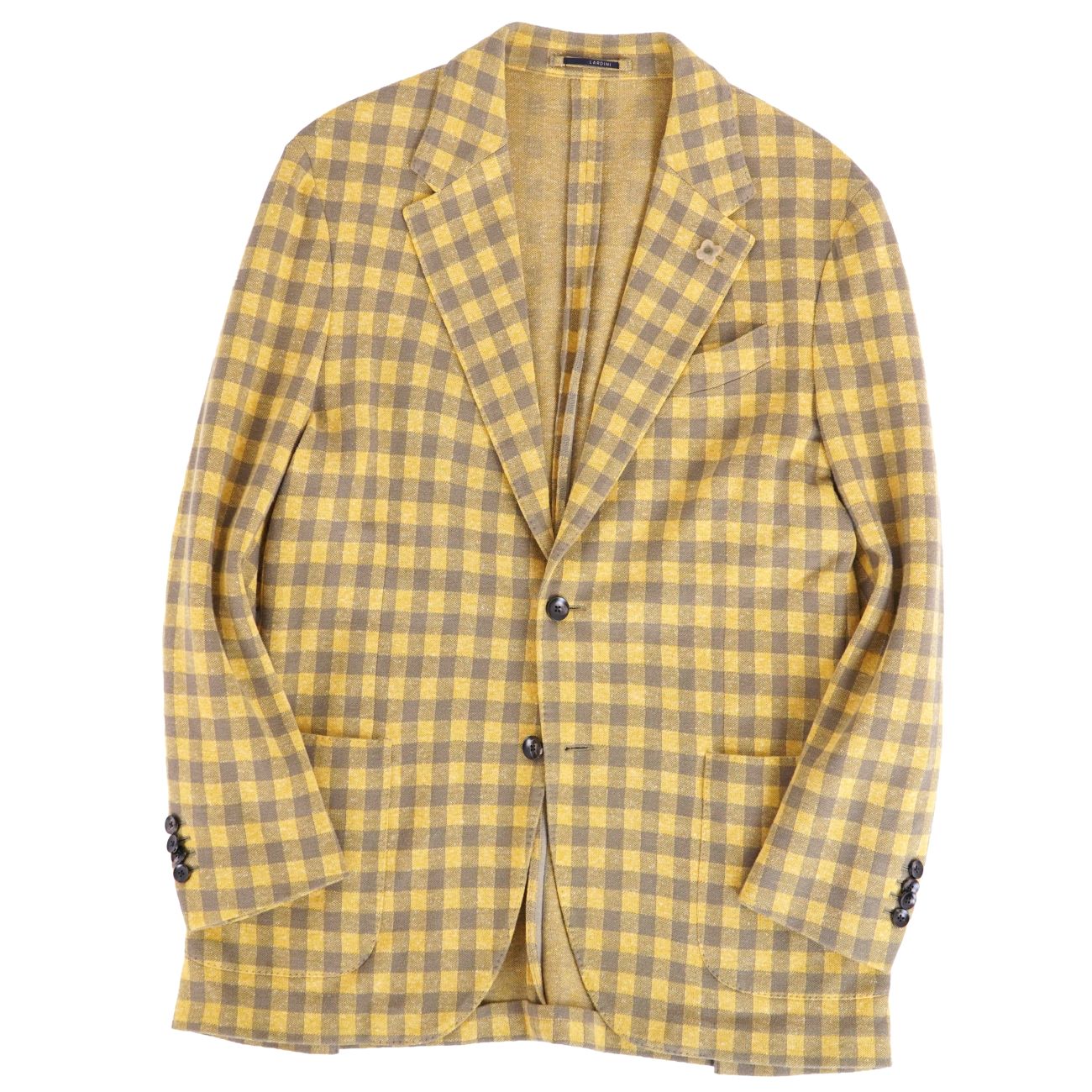 Rakuten - 【美品】ラルディーニ LARDINI ジャケット テーラード チェック コットン ウール アウター メンズ イタリア製 52(L相当) イエロー【中古】