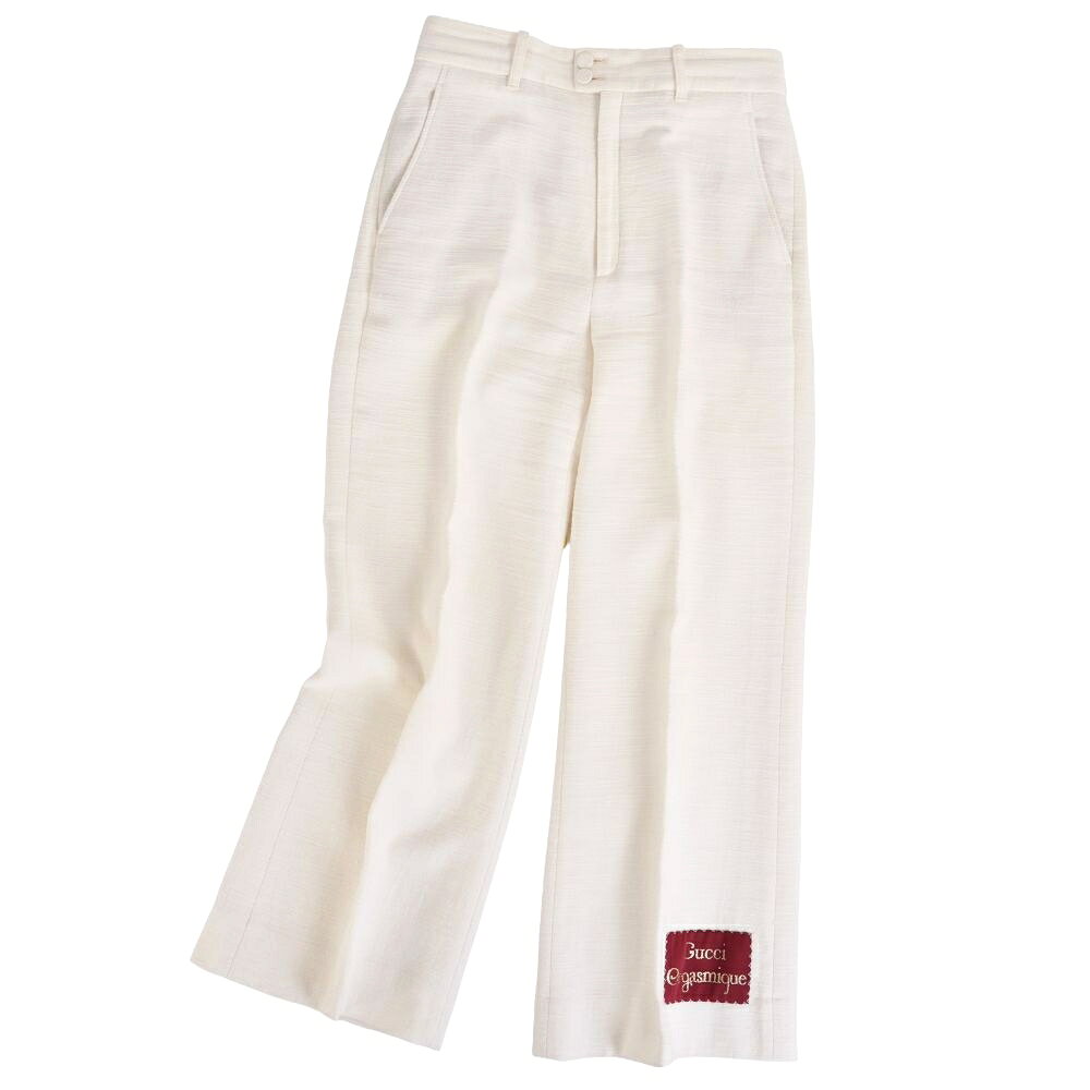 Rakuten - 【極美品】グッチ GUCCI パンツ ロングパンツ ワイドパンツ コットン ボトムス レディース イタリア製 38 ホワイト【中古】