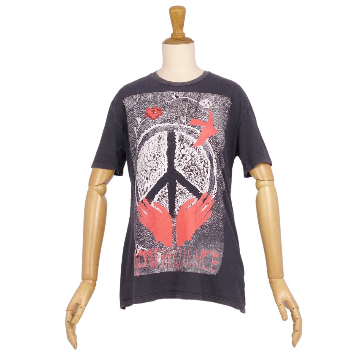 クリスチャンディオール Christian Dior Tシャツ カットソー ショートスリーブ 半袖 コットン リネン イタリア製 トップス レディース XS グレー/ホワイト/レッド【中古】