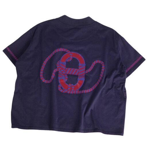 【美品】エルメス HERMES 23SS Tシャツ カットソー カルトゥッシュ モックネック ショートスリーブ 半袖 フランス製 コットン トップス レディース 38(M相当) ネイビー/レッド/ブルー【中古】 【美品】エルメス HERMES 23SS Tシャツ カットソー カルトゥッシュ モックネック ショートスリーブ 半袖 フランス製 コットン トップス レディース 38(M相当) ネイビー/レッド/ブルー【中古】