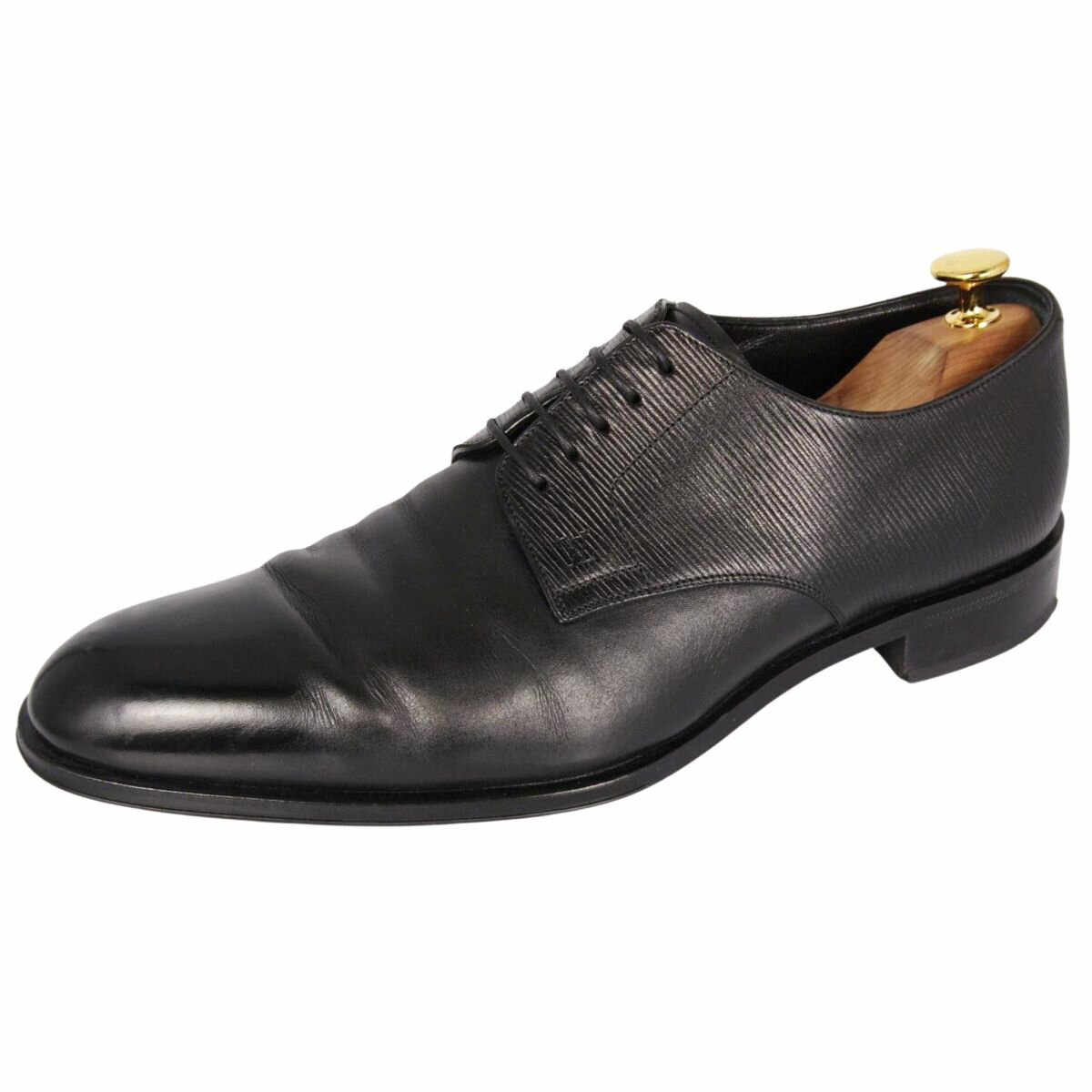 美品 ルイヴィトン ダークブラウン レザー ドレスシューズ LVロゴ 美品 ルイヴィトン ダークブラウン レザー ドレスシューズ LVロゴ