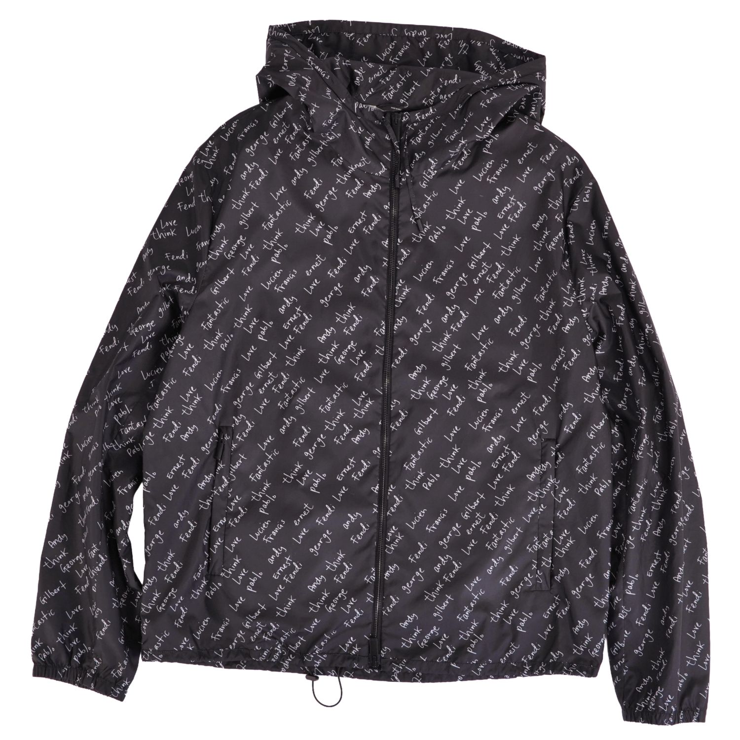 Rakuten - 【極美品】フェンディ FENDI ジャケット パーカー フード付き ジップアップ 総柄 アウター メンズ 50(L相当) ブラック【中古】