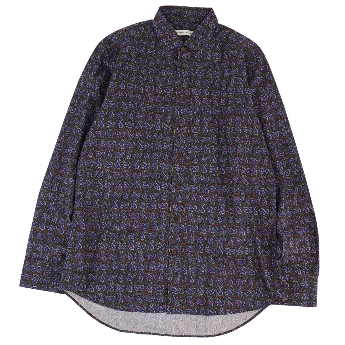樂天商城 - 【美品】エトロ ETRO シャツ ロングスリーブ 長袖 ペイズリー コットン トップス メンズ イタリア製 40 ブラウン/ネイビー【中古】
