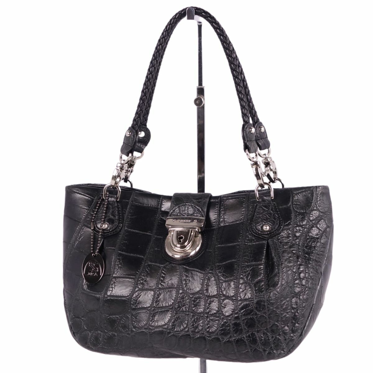 【美品】クロコダイル CROCODILE JRA バッグ ハンドバッグ トートバッグ マットクロコ ワニ革 カバン ..