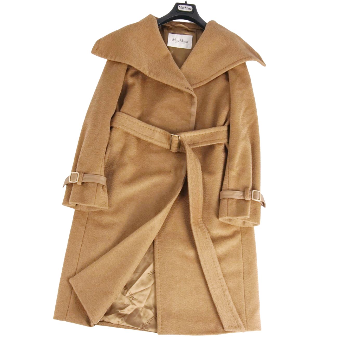 Rakuten - 【極美品】マックスマーラ Max Mara コート 白タグ ロングコート キャメルヘアー アウター レディース イタリア製 42(XL相当) ブラウン【中古】