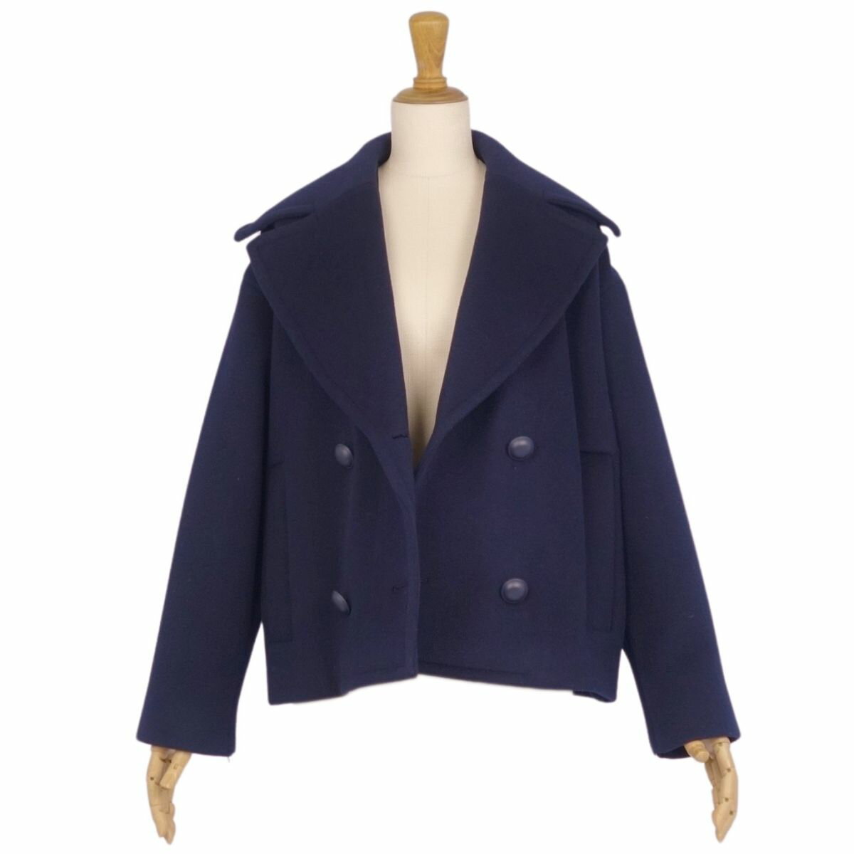 【美品】マックスマーラ Max Mara WEEKEND 23AW コート ダブルブレスト ウール アウター レディース IT34 GB2 US0(S相当) ネイビー【中古】