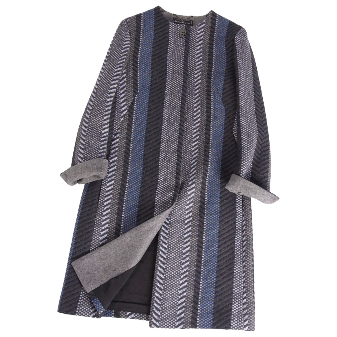 Rakuten - 【極美品】サルヴァトーレ フェラガモ Salvatore Ferragamo コート ロングコート ガンチーニ金具 ウール アウター レディース イタリア製 42(L相当) グレー【中古】