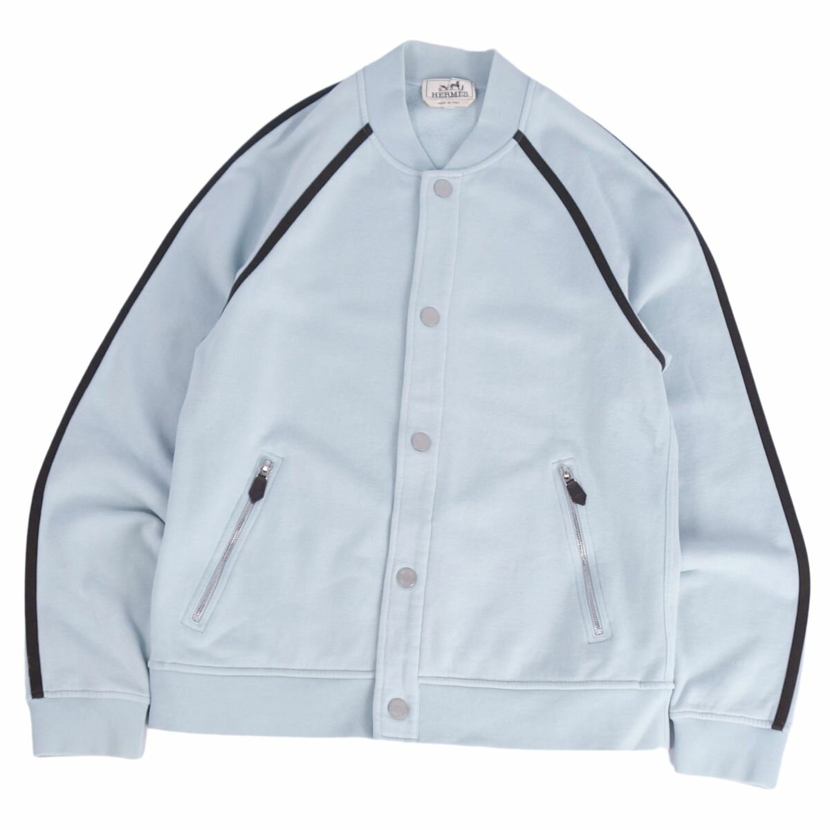 樂天商城 - 【美品】エルメス HERMES テディ ジャケット ブルゾン 21AW スウェット セリエボタン アウター メンズ イタリア製 S ブルー【中古】
