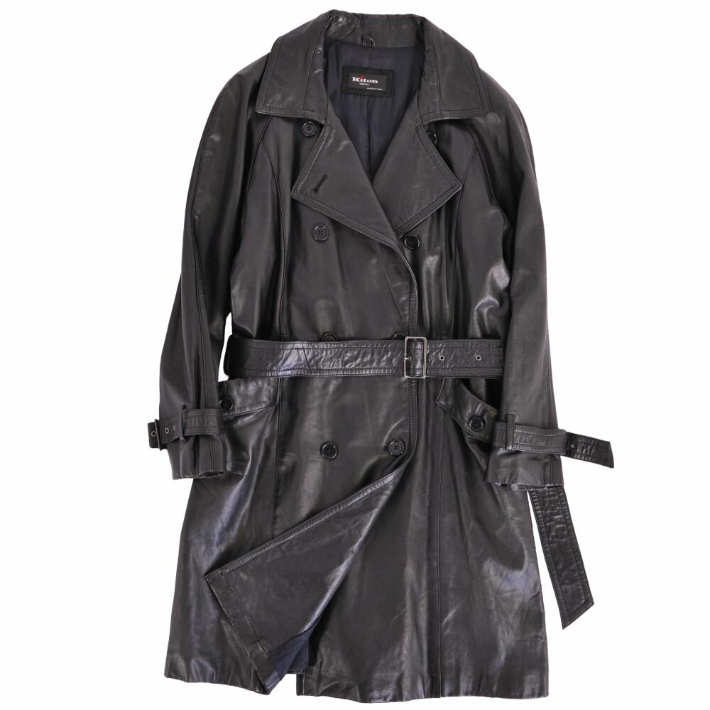 【美品】キートン Kiton コート トレンチコート ラムレザー アウター レディース イタリア製 42 ブラック【中古】