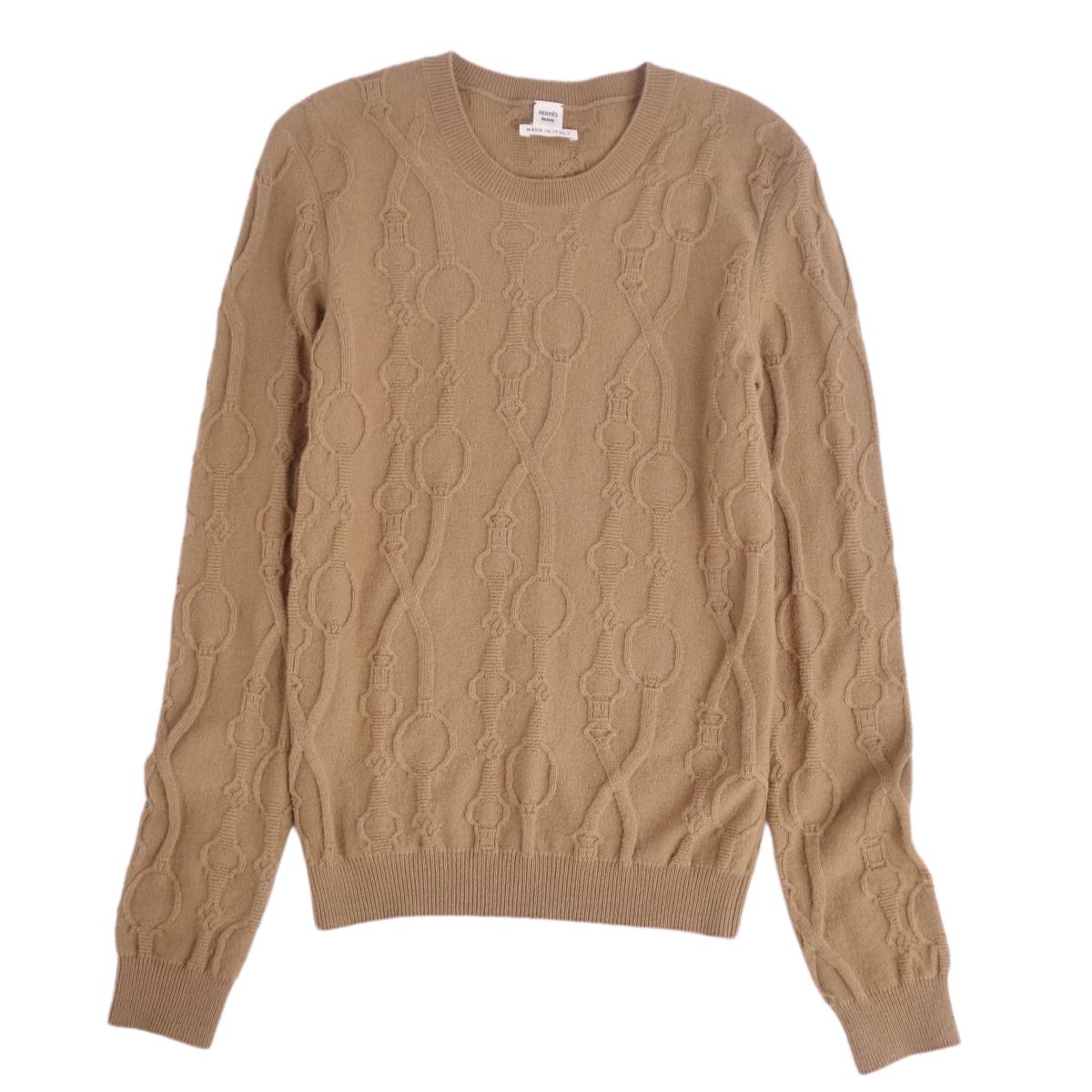 【極美品】エルメス HERMES ニット セーター ロングスリーブ 長袖 総柄 カシミヤ100％ トップス レディース 34(S相当) ブラウン【中古】のサムネイル