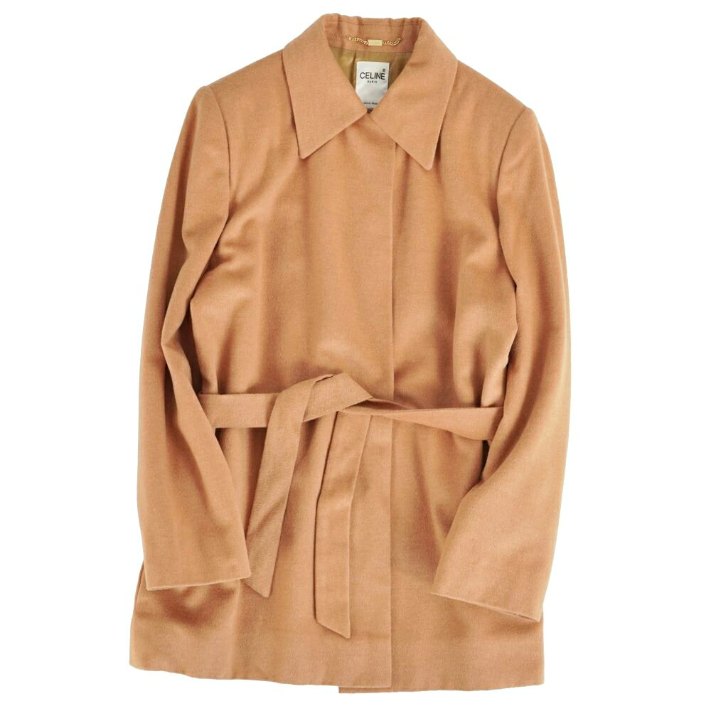 Rakuten - 【美品】Vintage セリーヌ CELINE コート ジャケット ベルト付き ウール アウター レディース フランス製 M相当 ベージュ【中古】