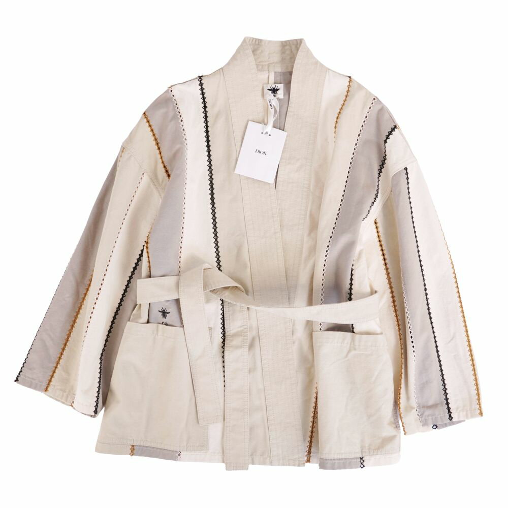 【新古品】クリスチャンディオール Christian Dior ジャケット 2021 ベルト付き デニムジャケット コットン アウター レディース イタリア製 38(M相当) ベージュ【中古】