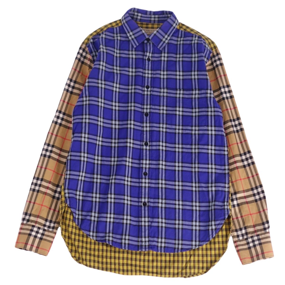 樂天商城 - 【美品】バーバリー BURBERRY シャツ ロングスリーブ 長袖 チェック コットン トップス メンズ M ベージュ/ネイビー【中古】