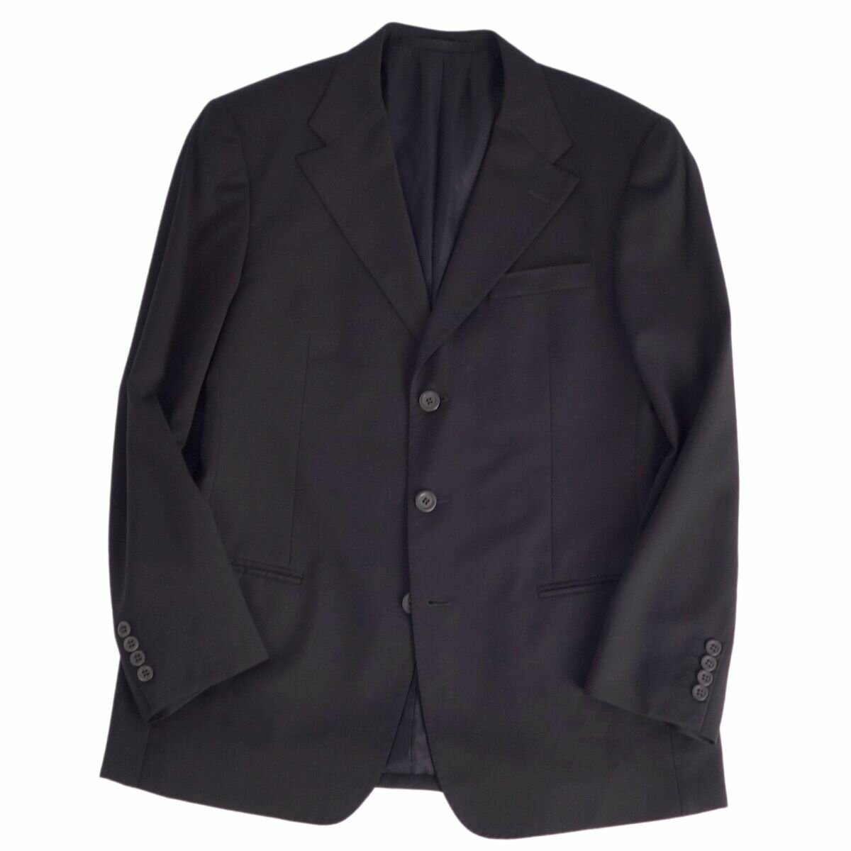 ヴェルサーチ VERSACE セットアップ スーツ シングル ウール ジャケット パンツ 52(L相当) ブラック【中古】