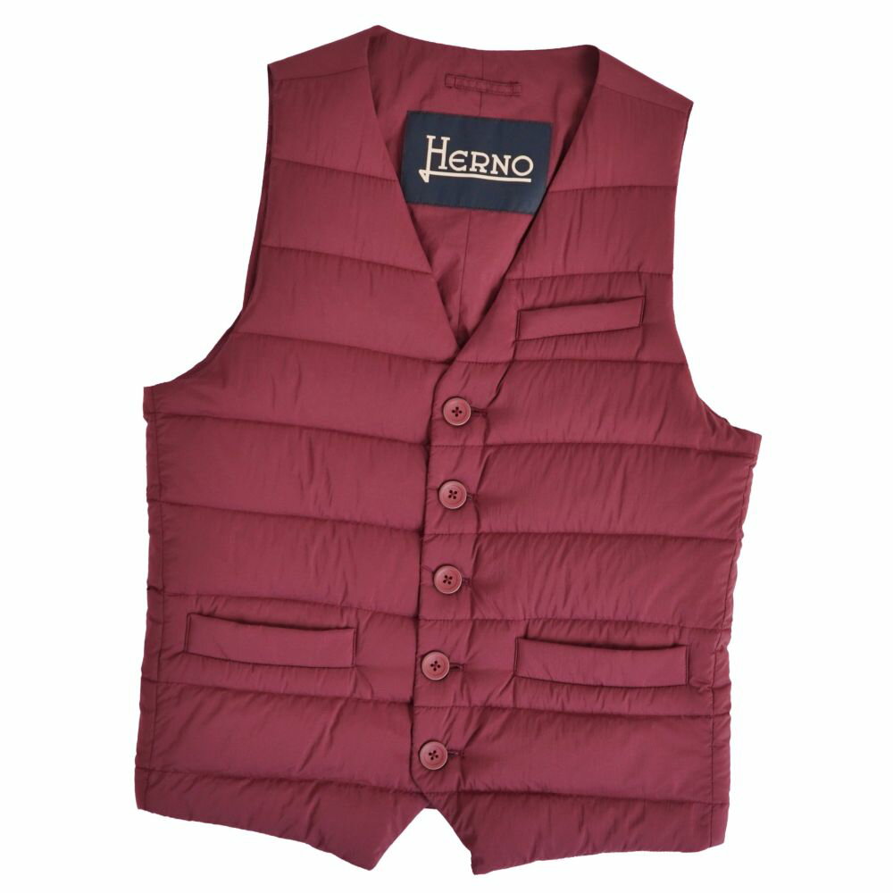【美品】ヘルノ HERNO ベスト ダウンベスト ナイロン アウター メンズ 44 レッド【中古】