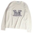【美品】マックスマーラ Max Mara ニット セーター クルーネック ロングスリーブ 長袖 ビジュー ウール カシミヤ トップス レディース XS アイボリー【中古】(4)