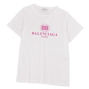 【美品】バレンシアガ BALENCIAGA Tシャツ カットソー 半袖 ショートスリーブ ロゴ トップス レディース S ホワイト【中古】