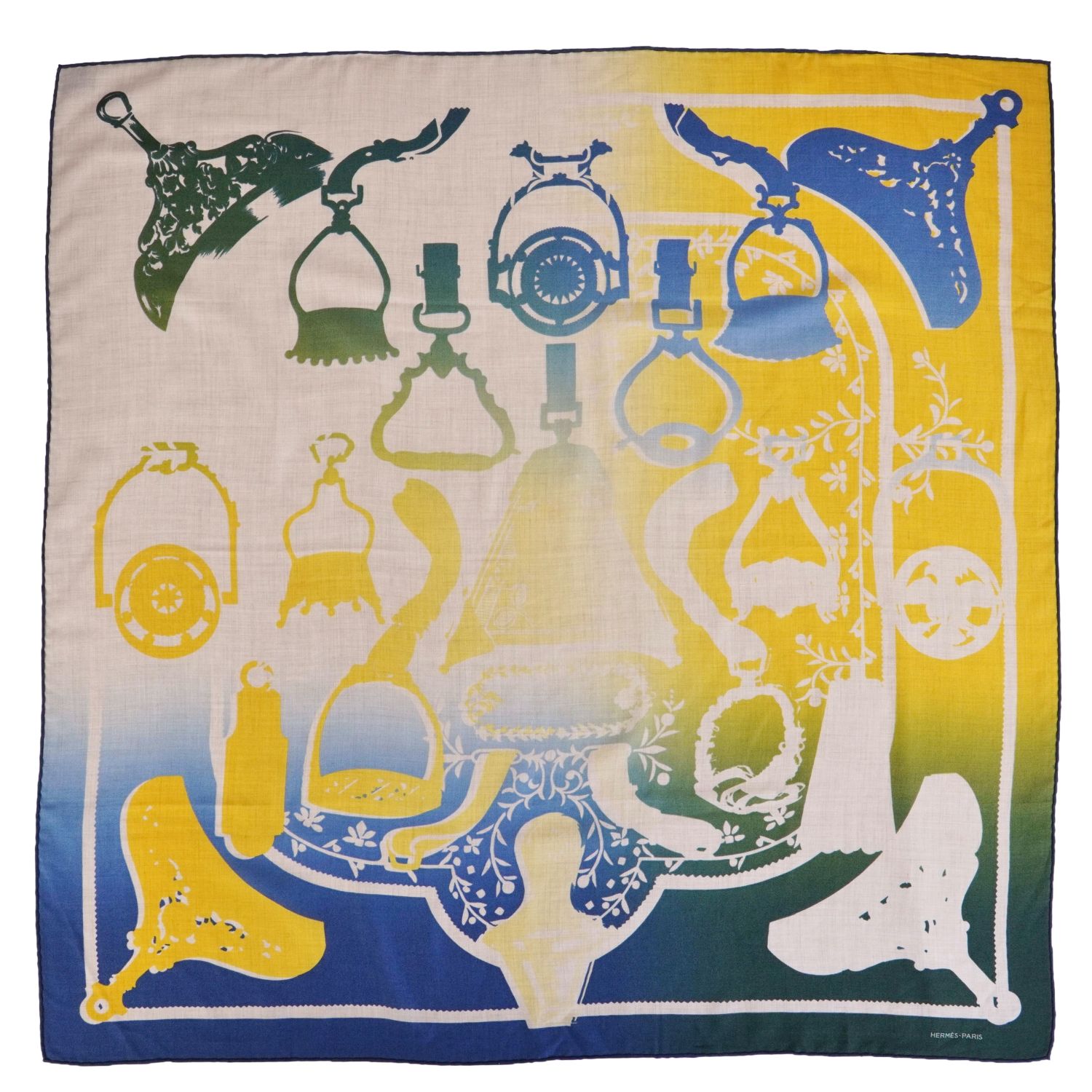 Rakuten - 【極美品】エルメス HERMES Etriers Chromatiques scarf 100 エトリエ クロマティーク スカーフ ストール ショール カシミヤ シルク レディース フランス製 マルチカラー【中古】