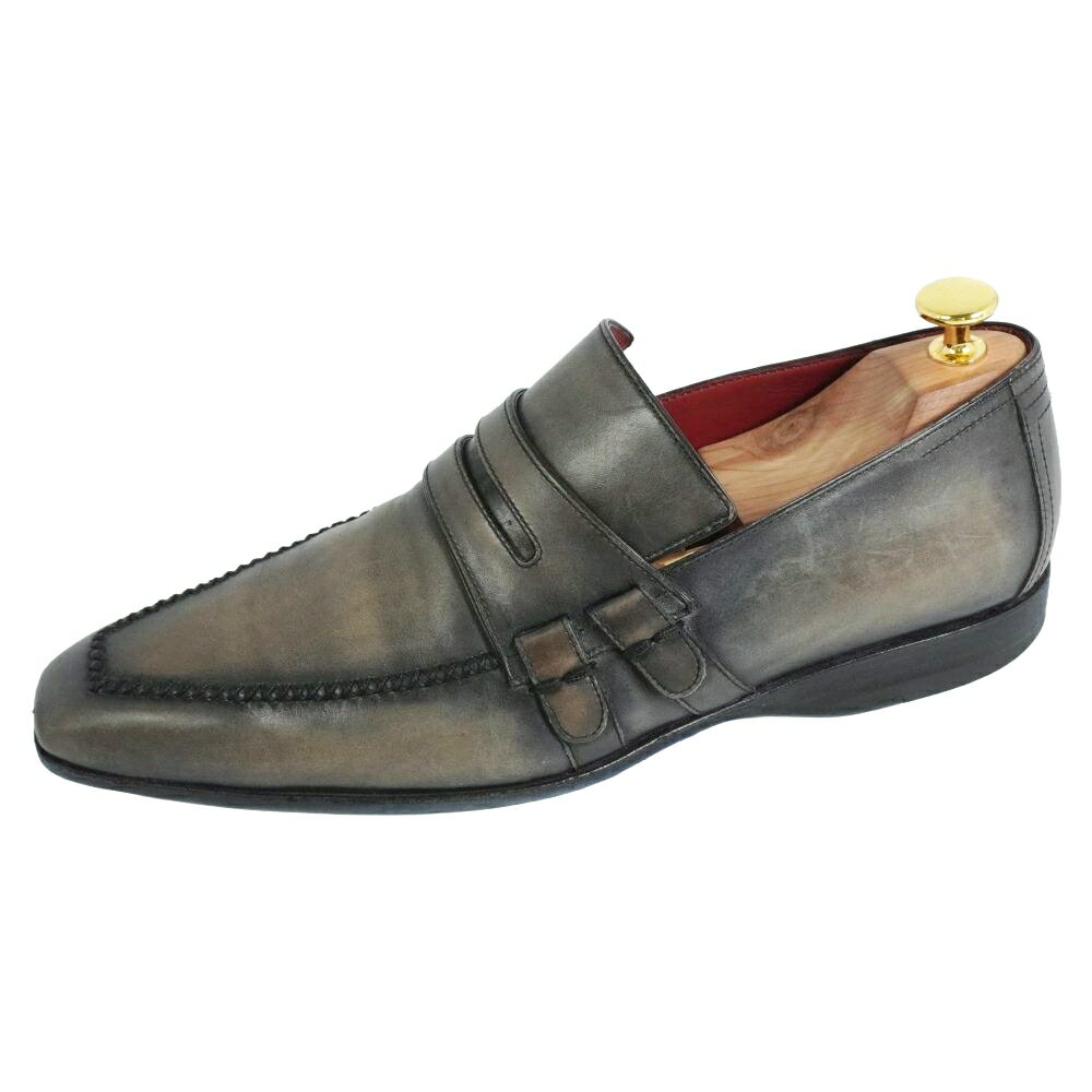 [Excellent Condition] Berluti Andy Art Collection Loafers, Moccasins, Leather Shoes, Demejour, Business Shoes, Men's, Size 7 (equivalent to 26.5cm), Gray [Used]