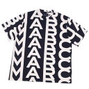 【美品】マークジェイコブス MARC JACOBS Tシャツ カットソー 総柄 ショートスリーブ コットン トップス メンズ S ブラック/ホワイト【中古】