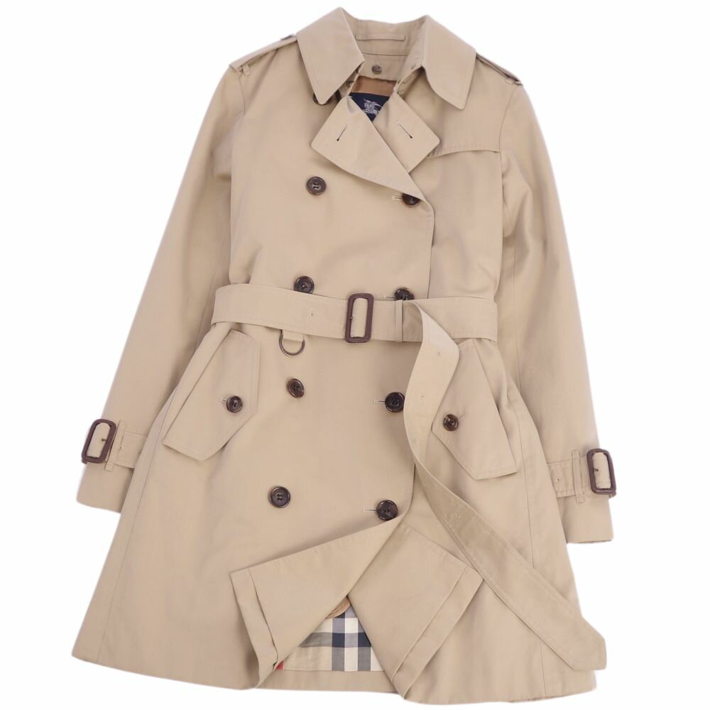 【美品】バーバリー ロンドン BURBERRY LONDON コート ライナー付き トレンチコート コットン100％ アウター レディース 38(M相当) ベージュ【中古】