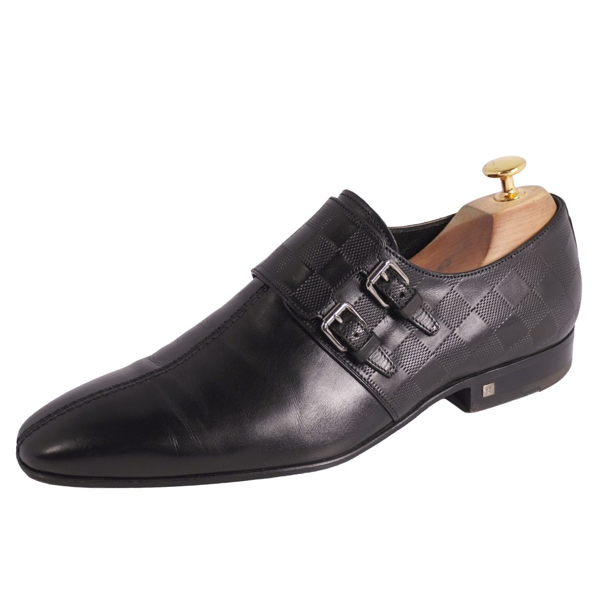 LOUIS VUITTON 黒ビジネスシューズ 5.5新品箱付き ルイヴィトン ダミエ ビジネスシューズ 革靴 ブラック サイズ 5 24.5