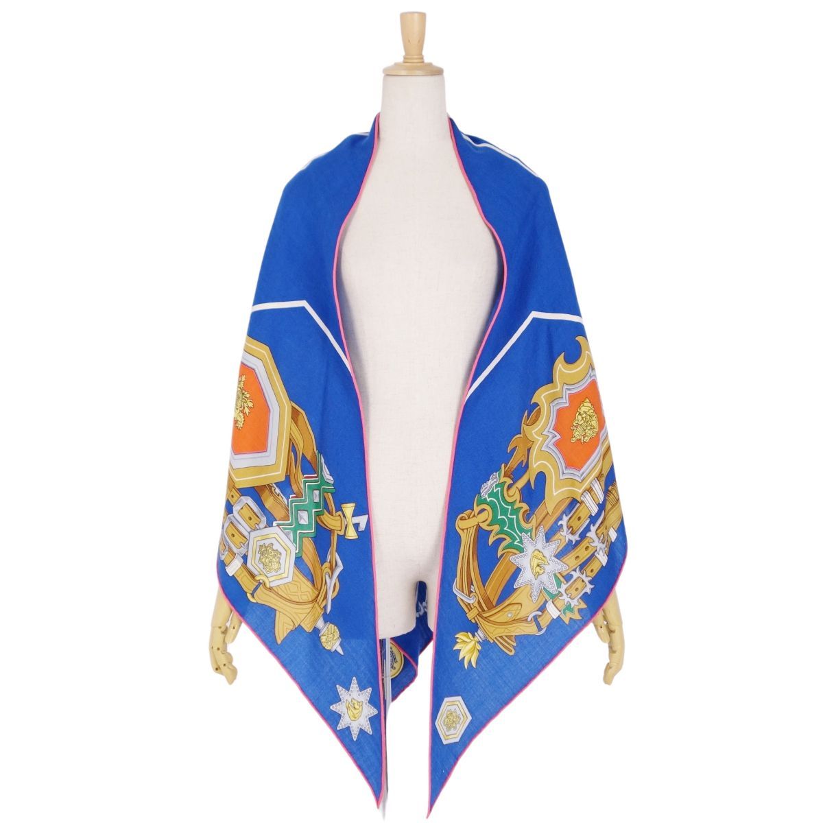 【極美品】エルメス HERMES スカーフ トライアングルジェアン ブリッド エ デスタン Brides et Destin カシミヤ シルク レディース マルチカラー【中古】のサムネイル
