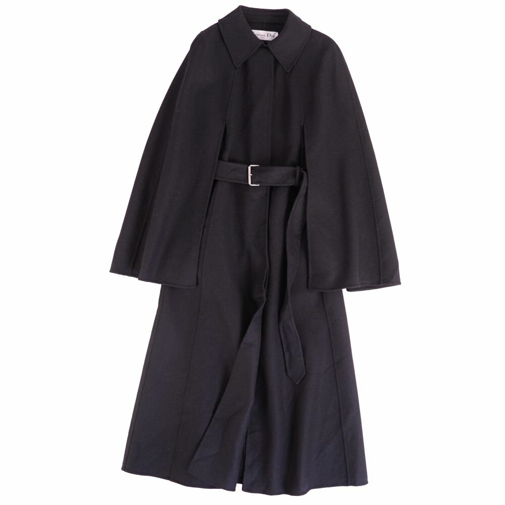 Rakuten - 【極美品】クリスチャンディオール Christian Dior コート ポンチョ 2019 ロングコート ウール アウター レディース イタリア製 34(XS相当) ブラック【中古】