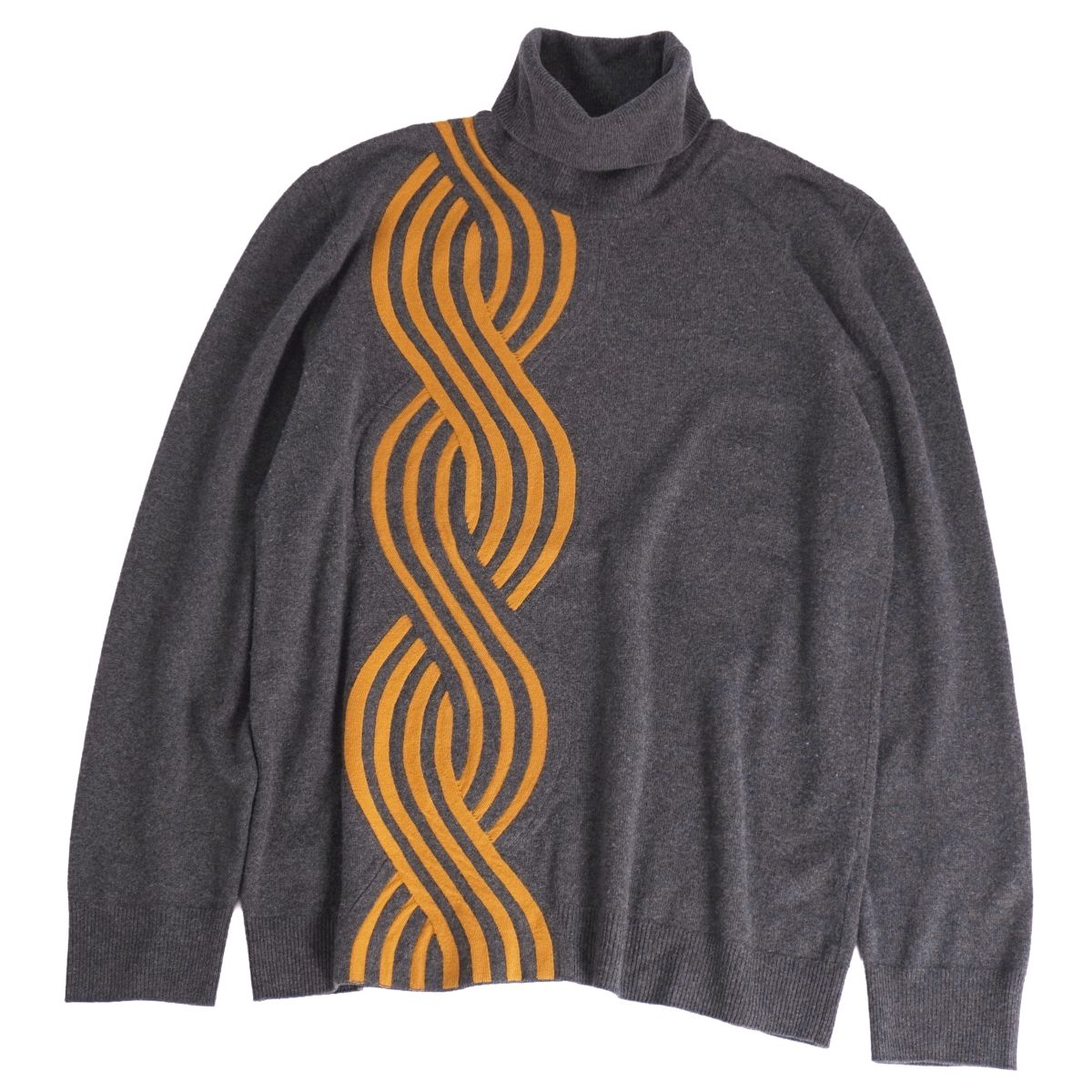 エルメス HERMES　総柄　タートルネック　長袖　Sサイズ HERMES エルメス シルク ニット切替 総柄 長袖シャツ トップス l