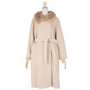 【美品】マックスマーラ Max Mara コート ロングコート ダブルブレスト ラビットファー アウター レディース JI42 USA8 FB40(M相当) ベージュ【中古】