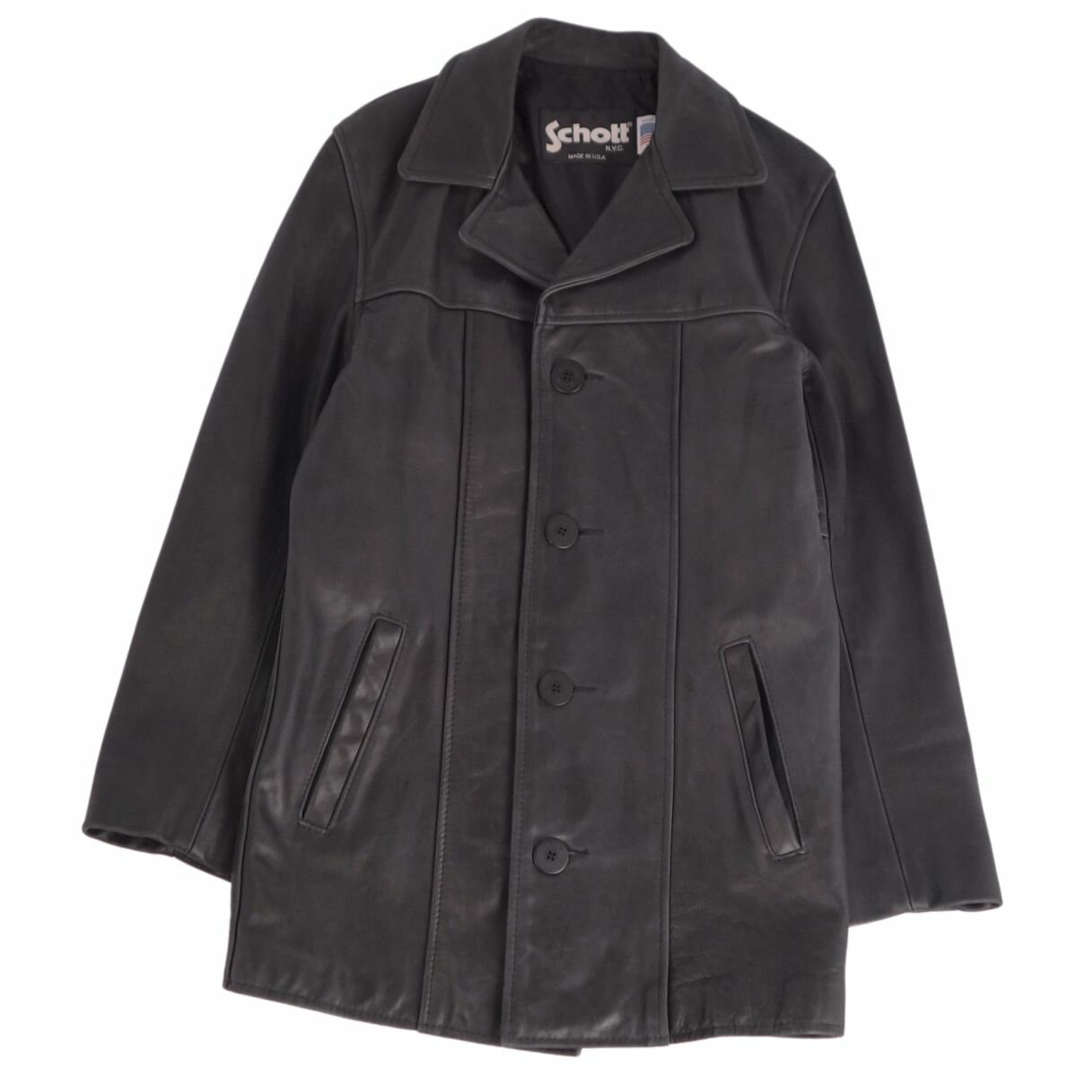 Rakuten - ショット Schott コート レザーコート カーコート アウター メンズ アメリカ製 XS ブラック【中古】