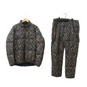 【美品】スノーピーク snowpeak ダウン ジャケット パンツ セットアップ 総柄 上下セット XL アウター キャンプ アウトドア【中古】
